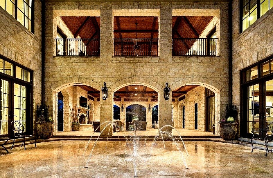 Fountain in Floor Inside of a Mansion